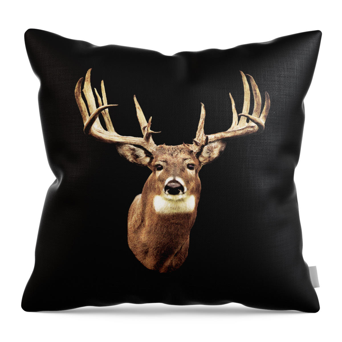 Deer Throw Pillow featuring the digital art Mule Deer Head by Walter Colvin
