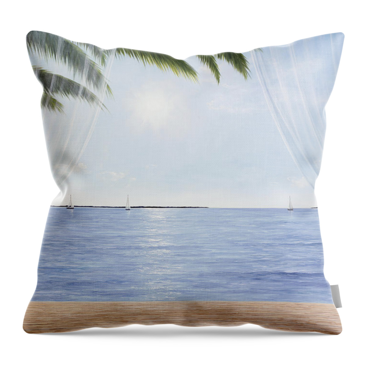 Beach Prints Throw Pillow featuring the painting My Blue Heaven by Diane Romanello