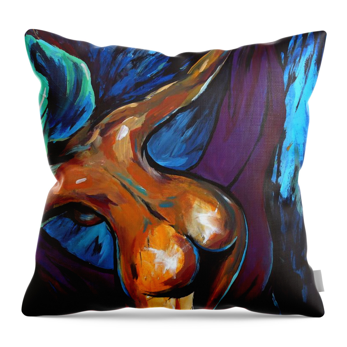 Nude Woman Throw Pillow featuring the painting My Mother's Towels by Lucy West