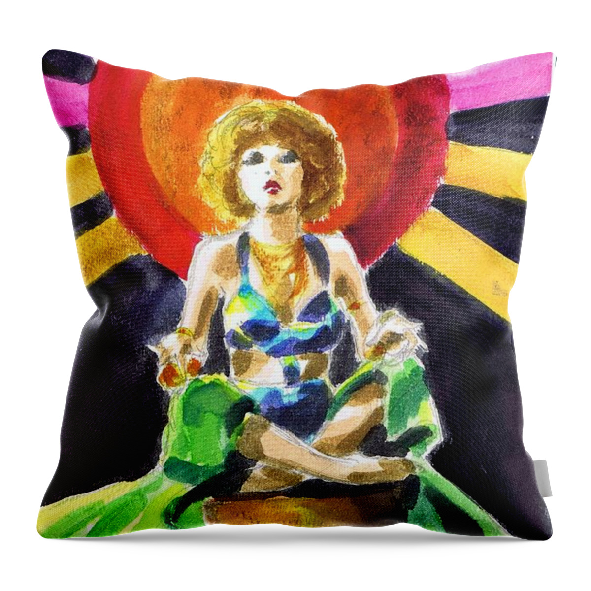 Nostalgia Throw Pillow featuring the drawing Mystic Vamp by Mel Thompson