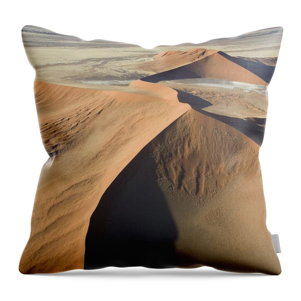 Desert; Landscape; Bird's Eye View; Remote; Wilderness; African; Arid; Dry; Empty; Hot; Dunes; Epic; Distance; Sand Dunes; Formation; Geological; Formations; Natural Phenomenon; Scenic; Plain; Plains; Mountains Throw Pillow featuring the painting Namib Desert by Unknown