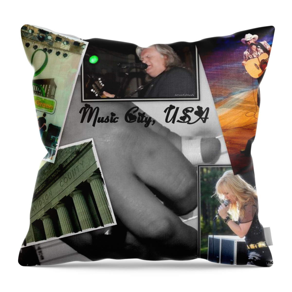 Ricky Skaggs Throw Pillow featuring the photograph Nashville Postcard by Sheri Bartoszek