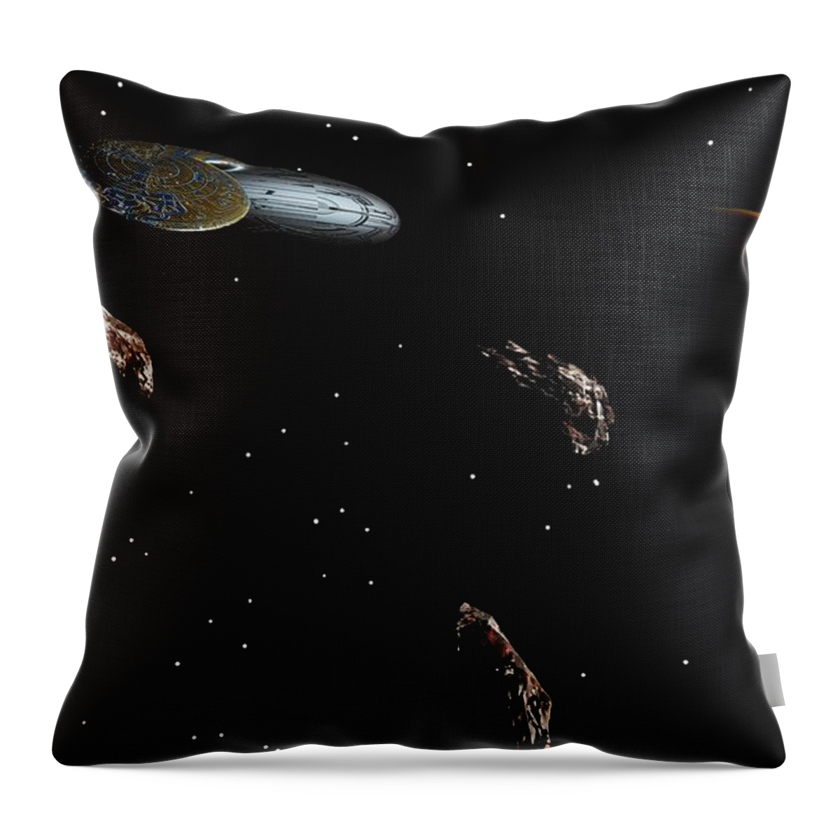 Fine Art Throw Pillow featuring the digital art Navigating an Asteroid Field by David Lane