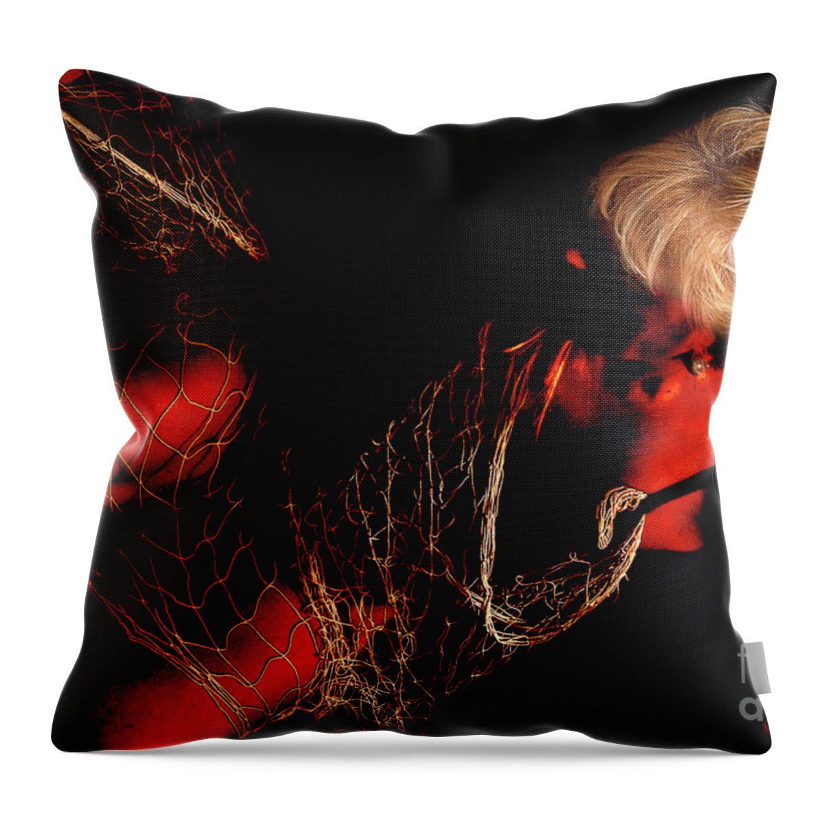 Clay Throw Pillow featuring the photograph Netted a Red by Clayton Bruster