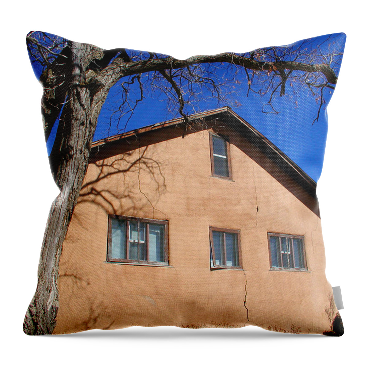 Southwestern Throw Pillow featuring the photograph New Mexico Series - Adobe building by Kathleen Grace
