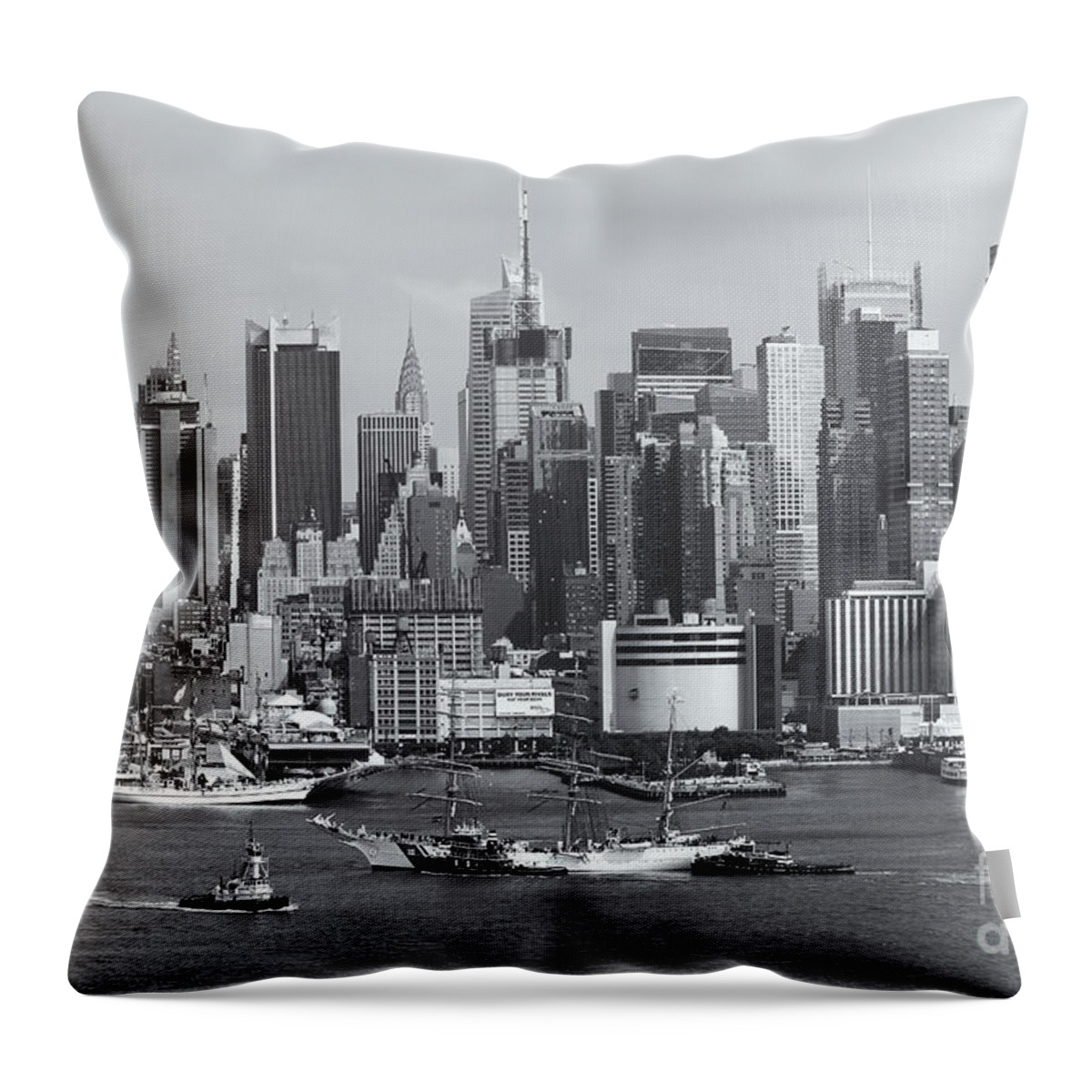 Clarence Holmes Throw Pillow featuring the photograph New York City Parade of Sail II by Clarence Holmes