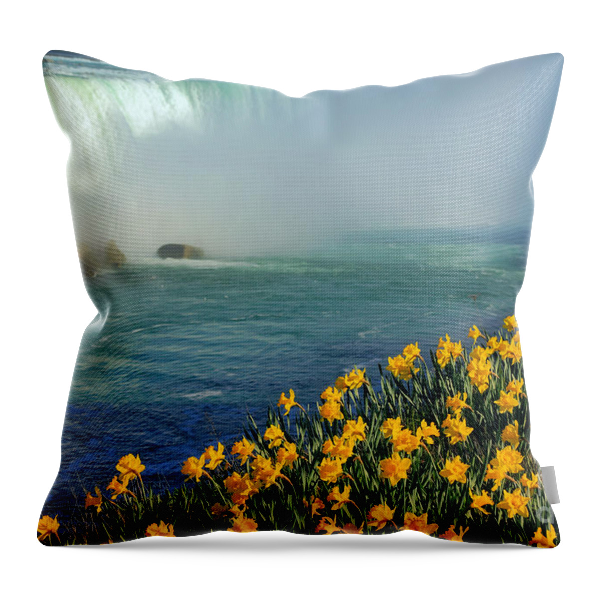 Niagara Falls Throw Pillow featuring the photograph Niagara Falls in Spring by Charline Xia
