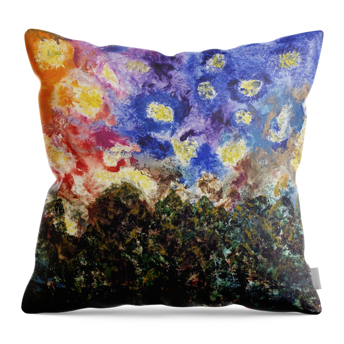 Abstract Landscape Throw Pillow featuring the painting Night and Day by Mr Dill