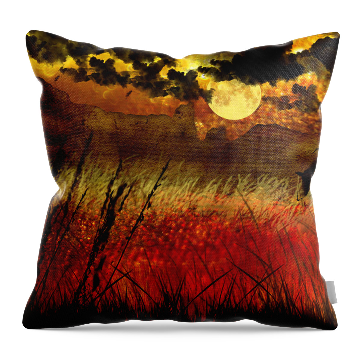 Moon Throw Pillow featuring the photograph Night Falls Over The Land by Ellen Heaverlo