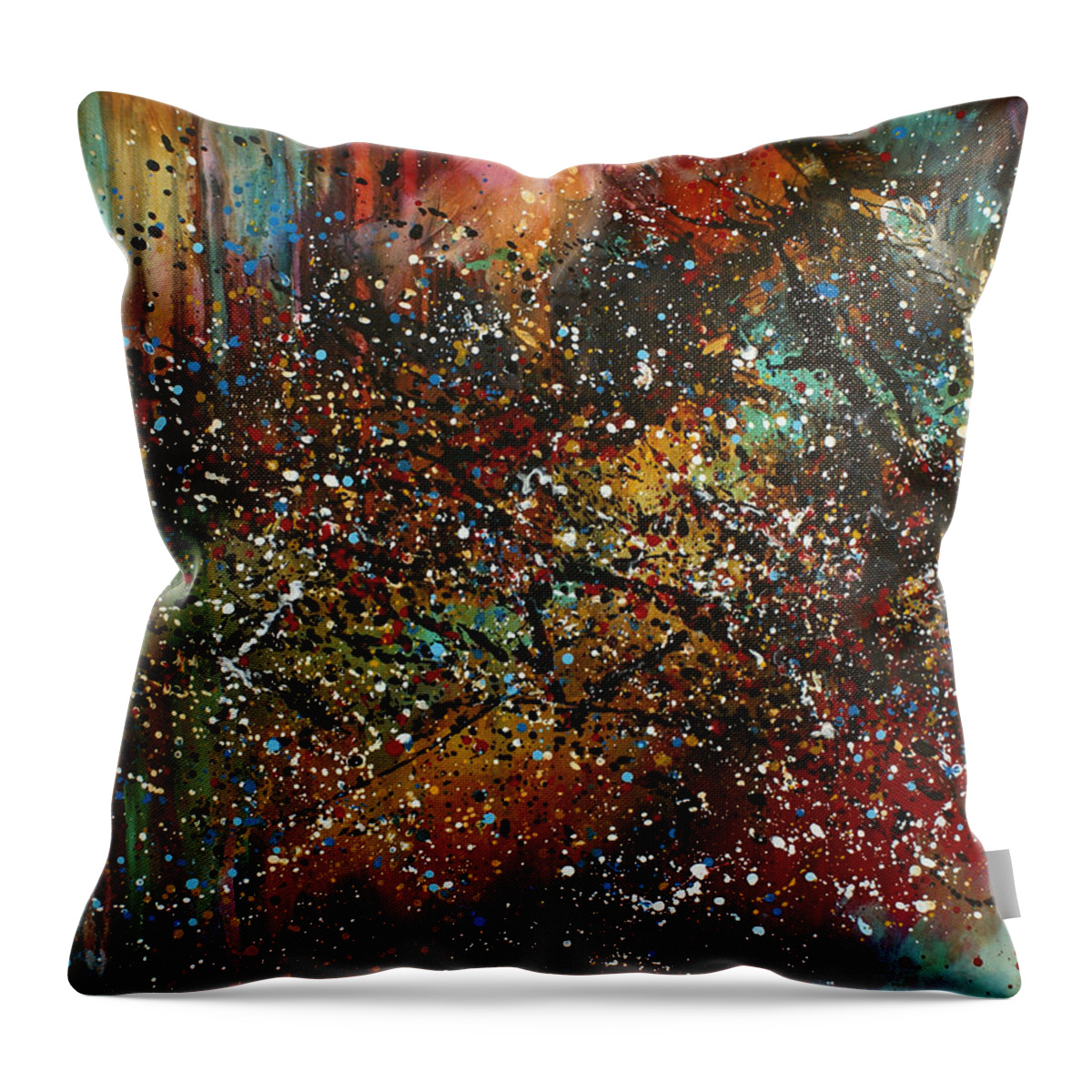 Abstract Throw Pillow featuring the painting 'Night Sky' by Michael Lang