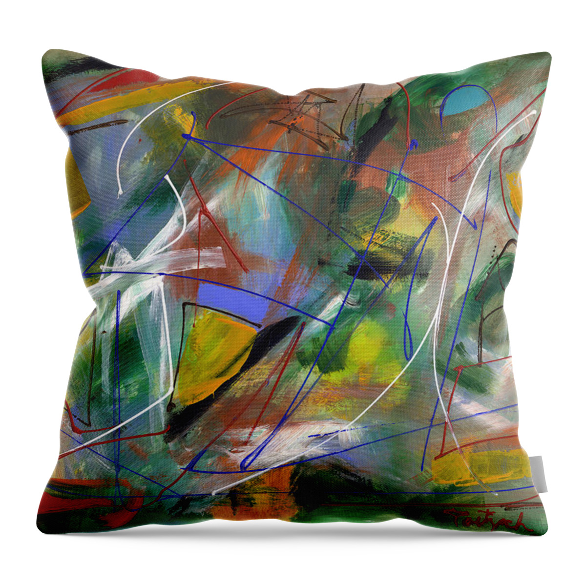 Abstract Throw Pillow featuring the painting Night Songs by Lynne Taetzsch