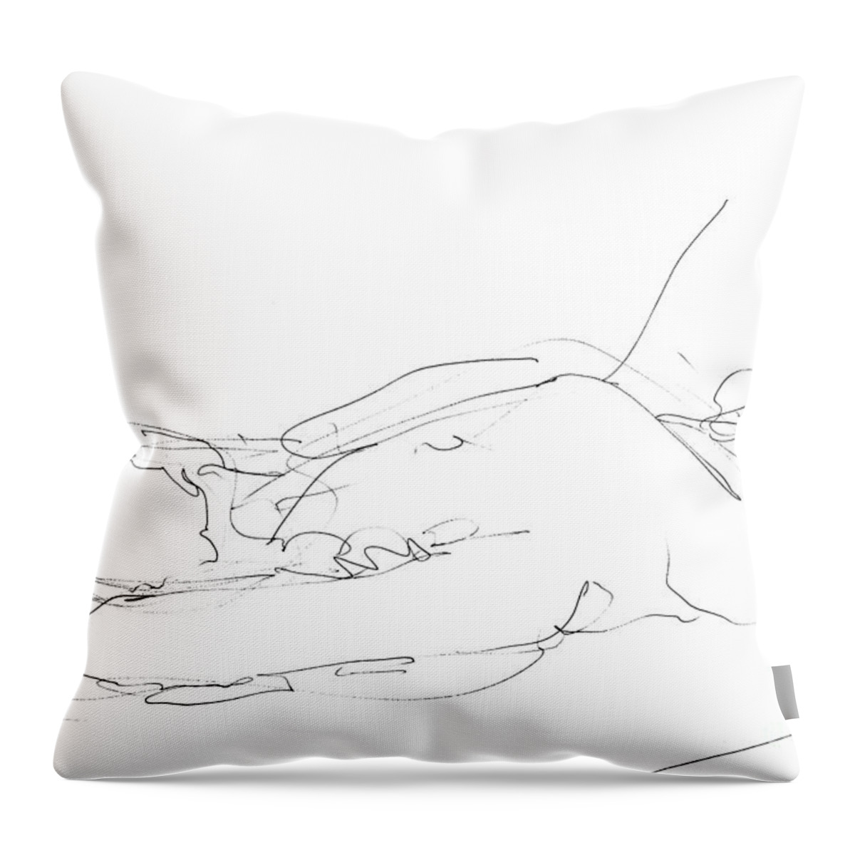 Male Throw Pillow featuring the drawing Nude-Male-Drawings-12 by Gordon Punt
