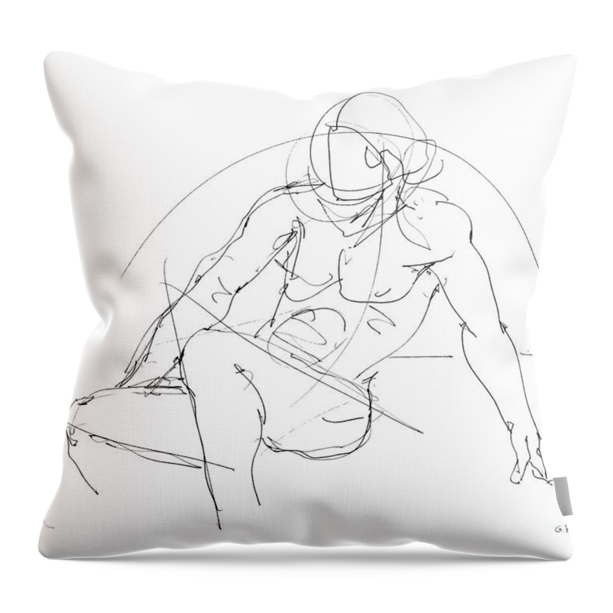 Male Throw Pillow featuring the drawing Nude-Male-Drawings-13 by Gordon Punt