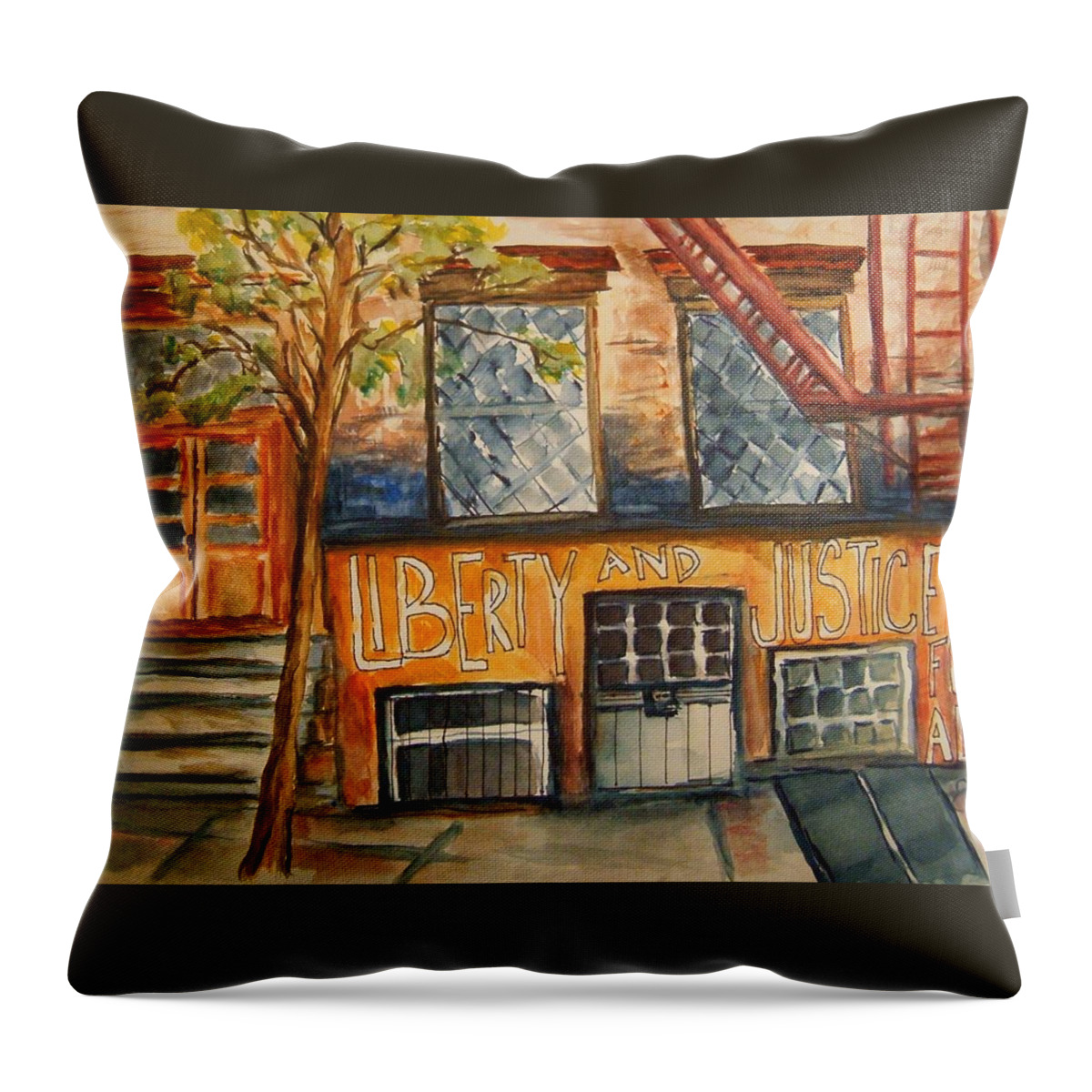 New York City Throw Pillow featuring the painting NYC Graffiti by Elaine Duras