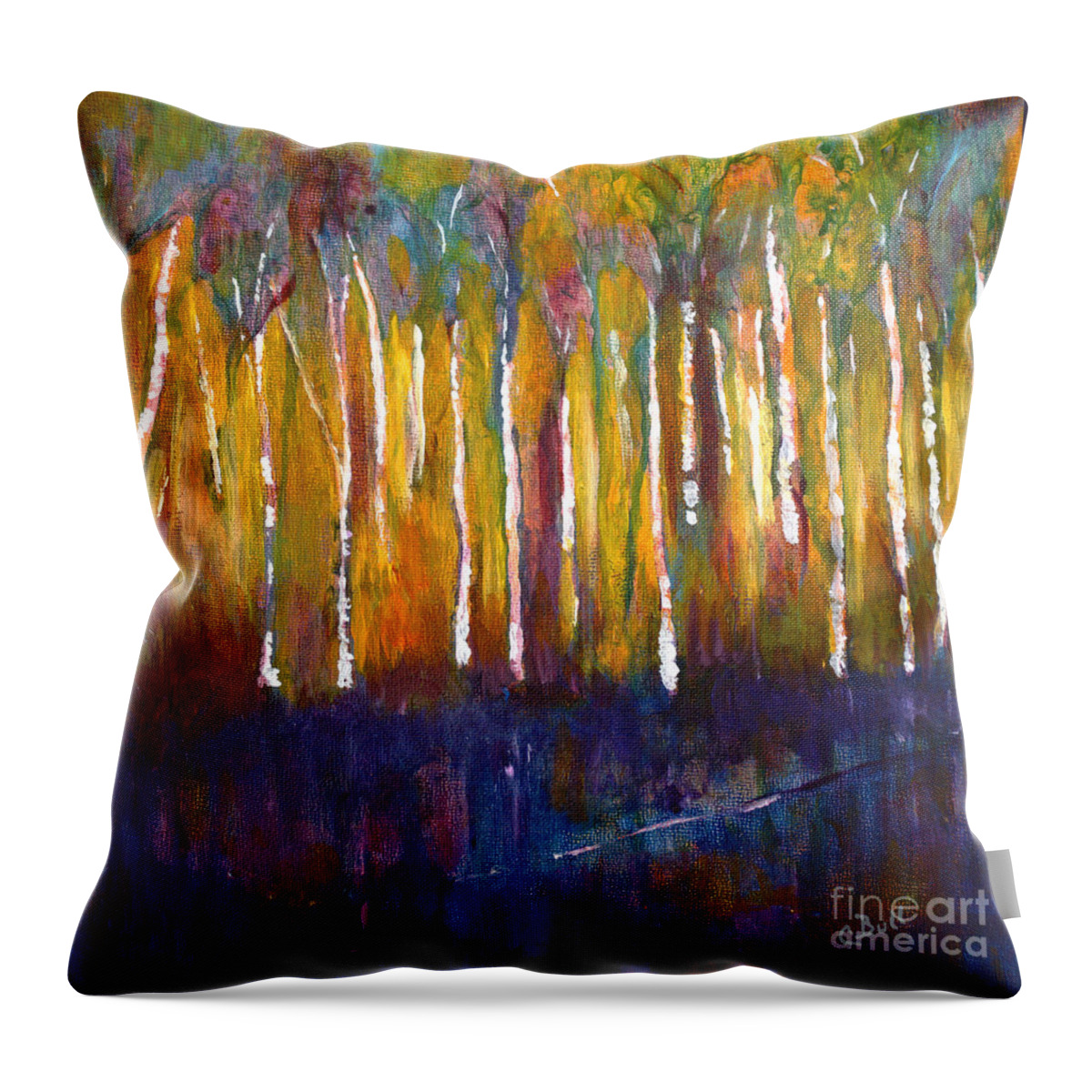 Muskoka Throw Pillow featuring the painting Oak Bay Woods by Claire Bull