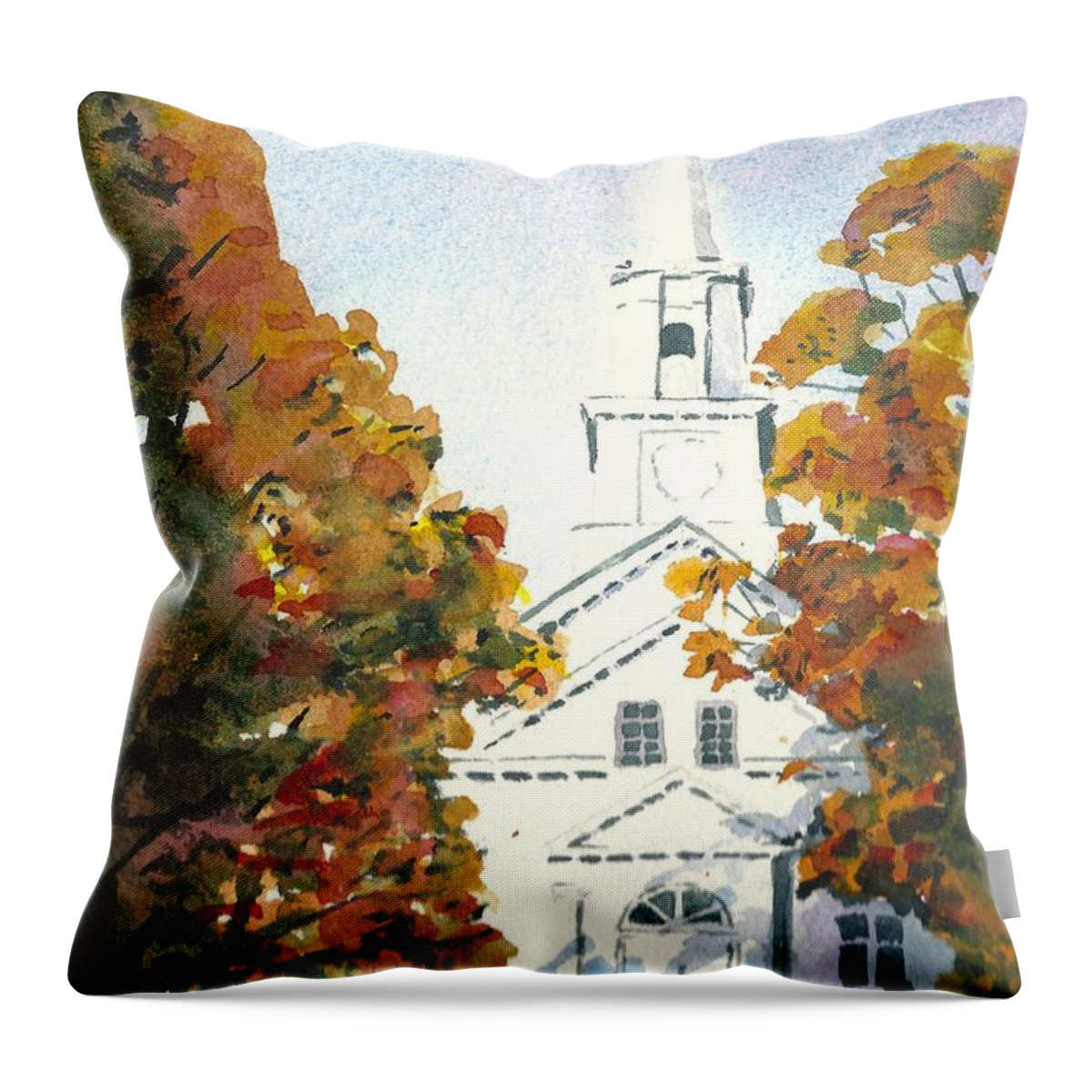 Church Throw Pillow featuring the painting Oakdale United Methodist Church by Lynn Babineau