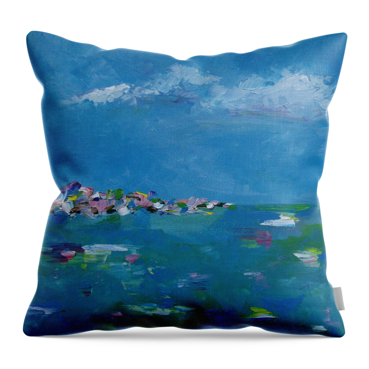 Abstract Throw Pillow featuring the painting Ocean Delight by Judith Rhue