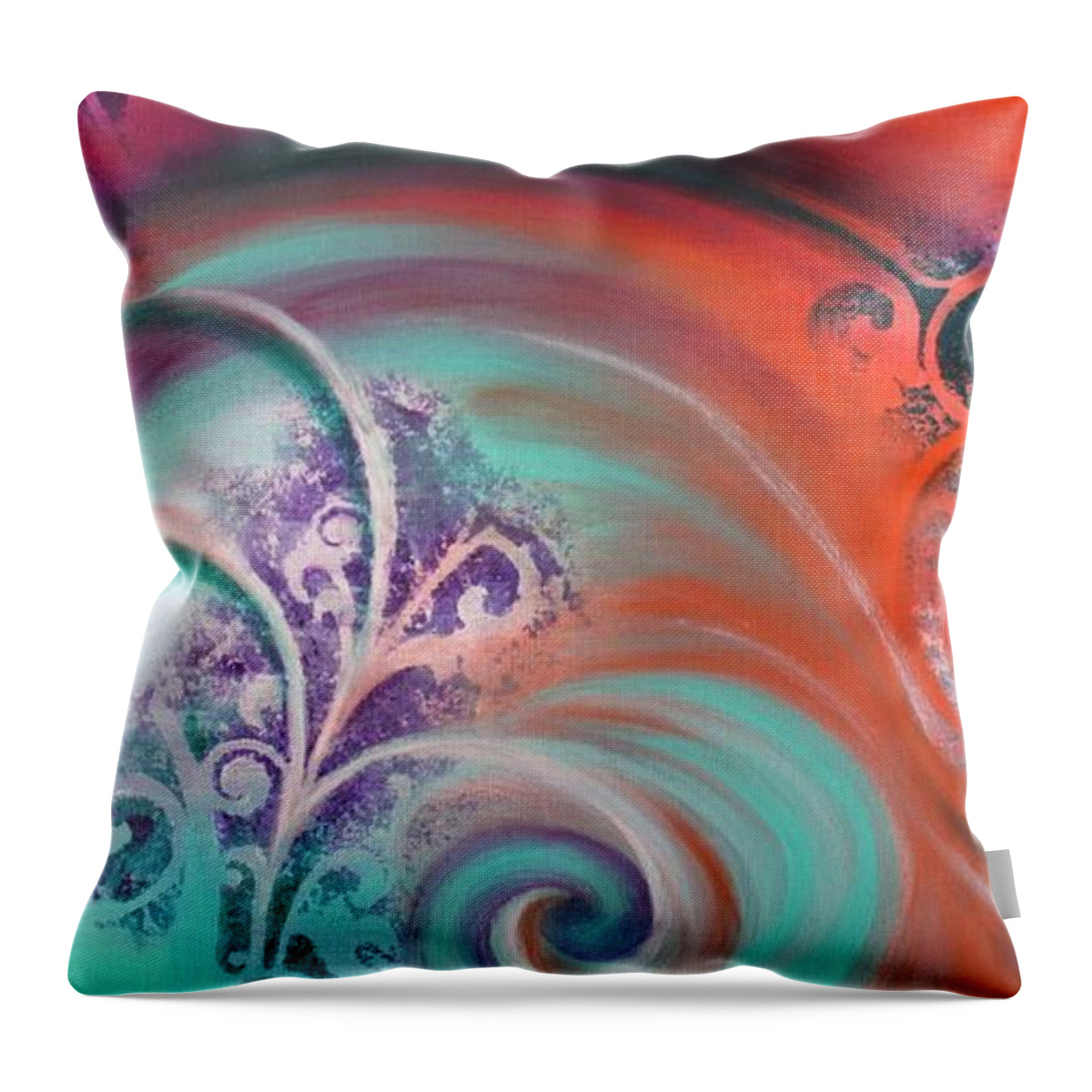 Abstract Prints Throw Pillow featuring the painting Oceania by Reina Cottier