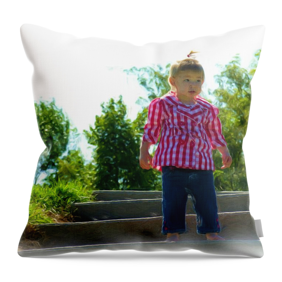 Child Throw Pillow featuring the painting Oh No by Adam Vance
