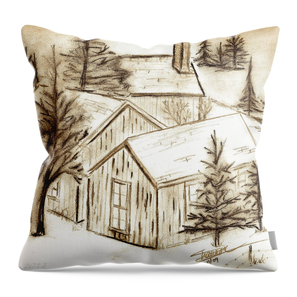 Buildings Throw Pillow featuring the drawing Old Colorado by Shannon Harrington