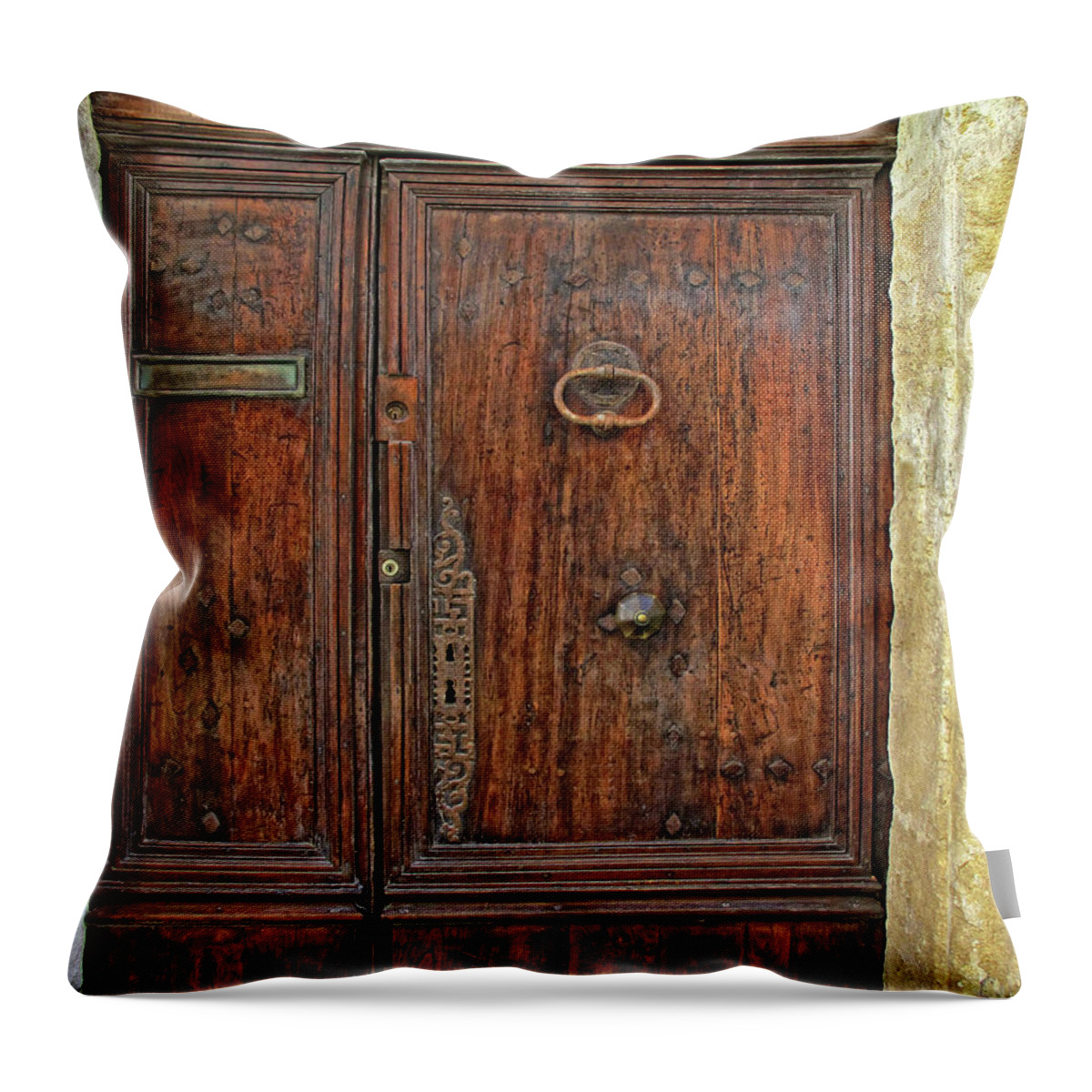 Old Door Throw Pillow featuring the photograph Old Door Study Provence France by Dave Mills