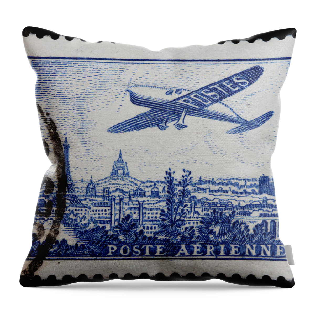 Old French Postage Stamp Throw Pillow featuring the photograph Old French postage stamp #14 by James Hill