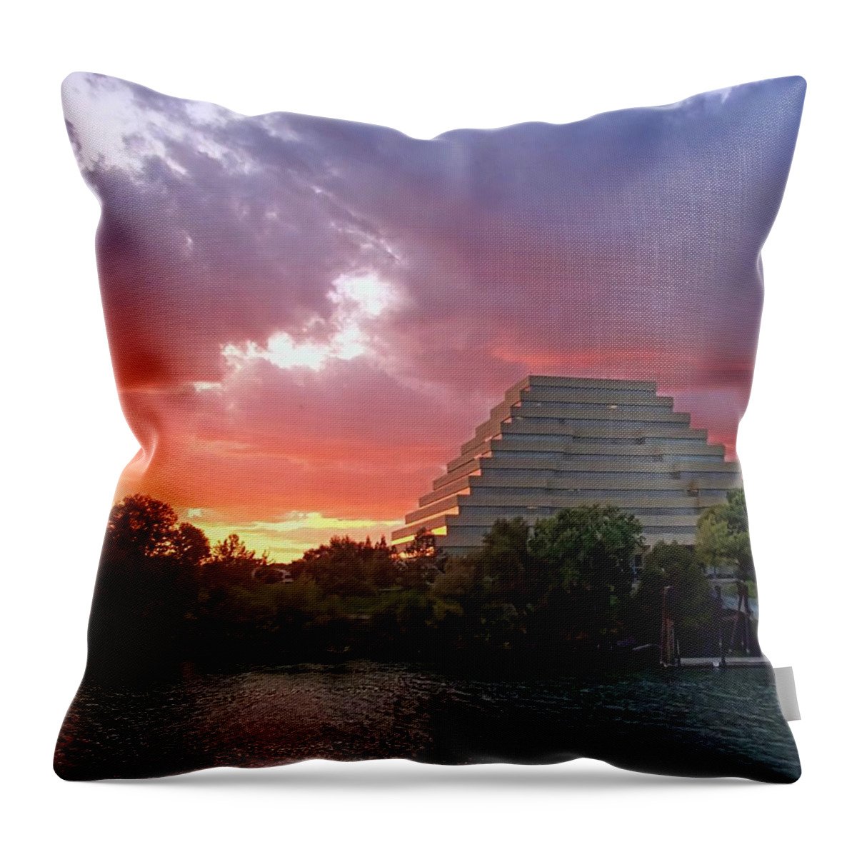 Sunset Throw Pillow featuring the photograph Old Sacramento Sunset by Randy Wehner