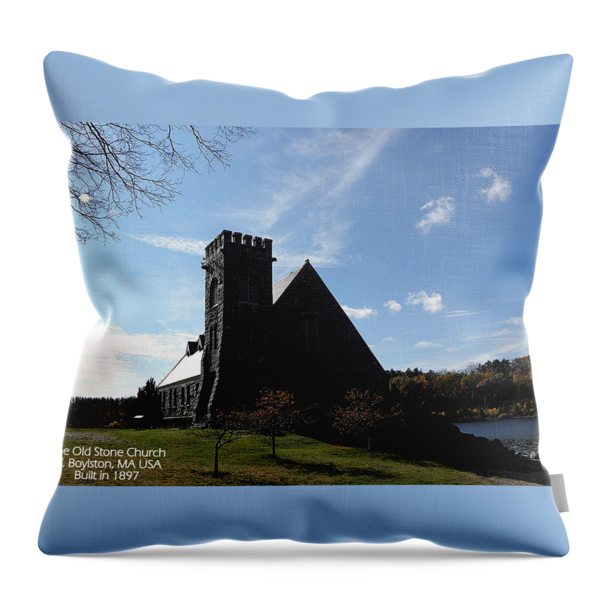 Historical Building Throw Pillow featuring the photograph Old Stone Church 1897 USA by Kim Galluzzo