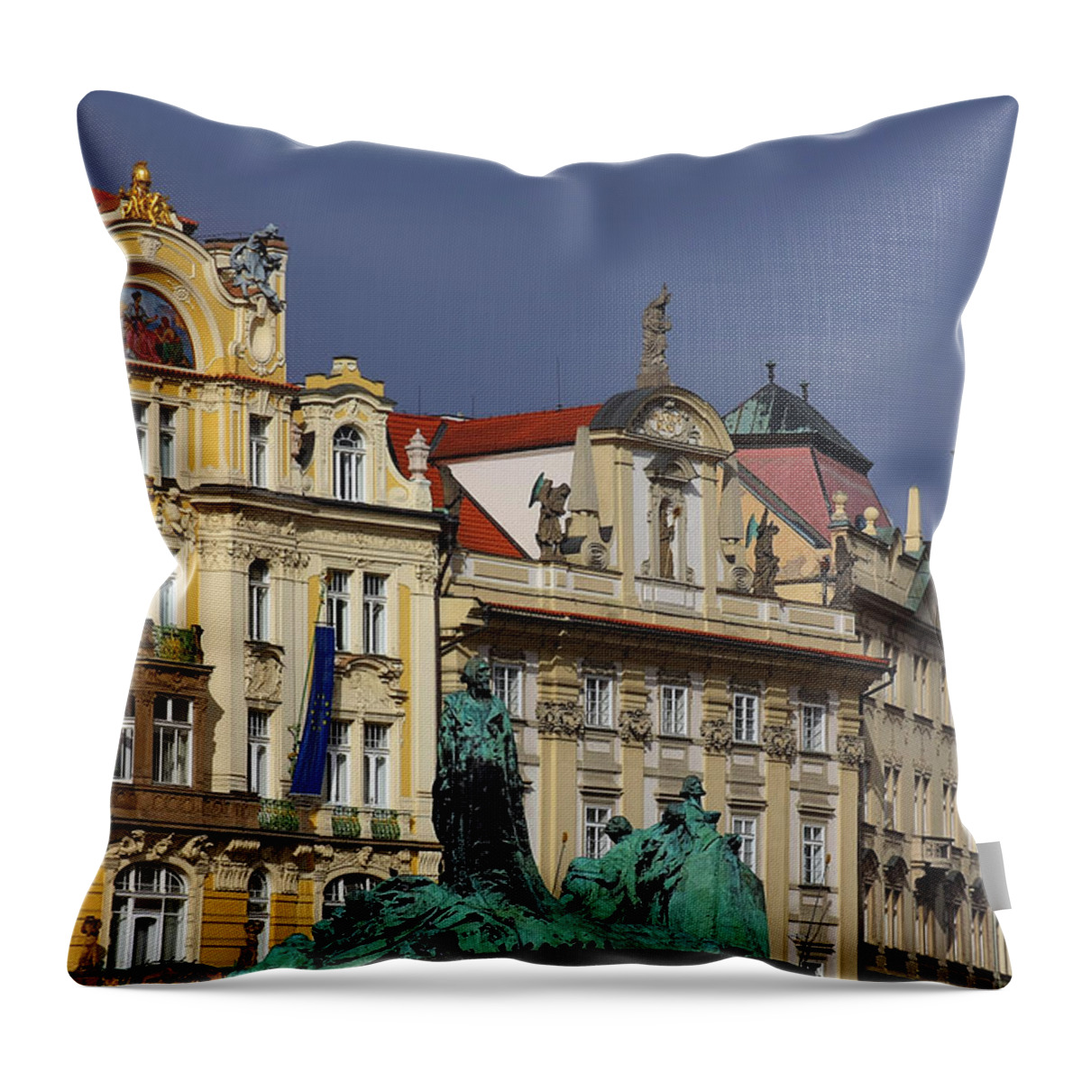 Old Town Square Throw Pillow featuring the photograph Old Town Square in Prague by Alexandra Till