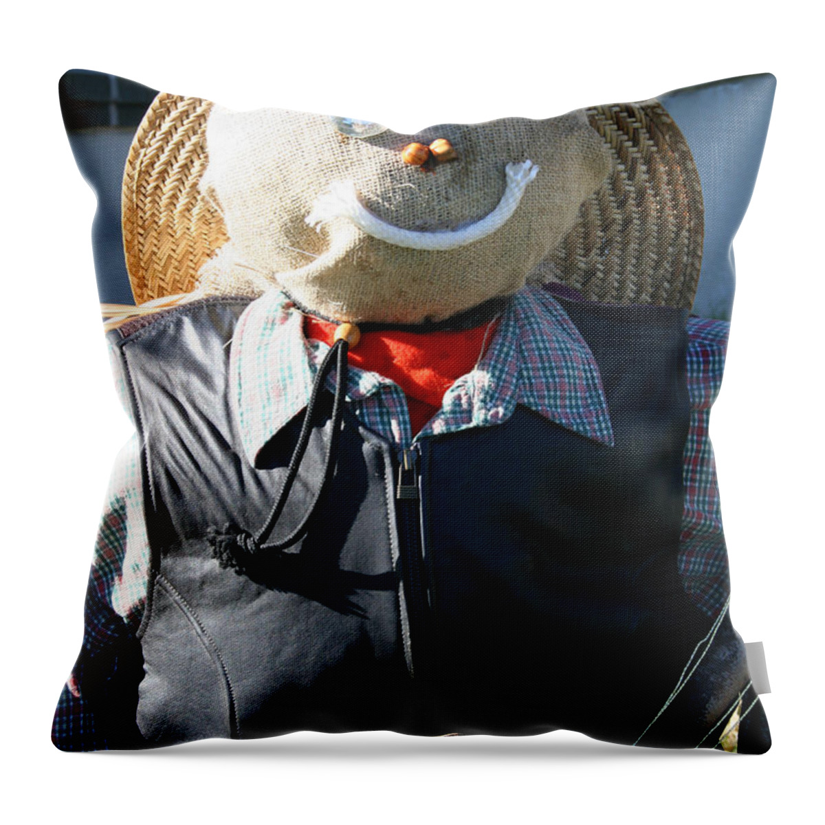 Scarecrow Throw Pillow featuring the photograph Ole Baldy by Susan Herber