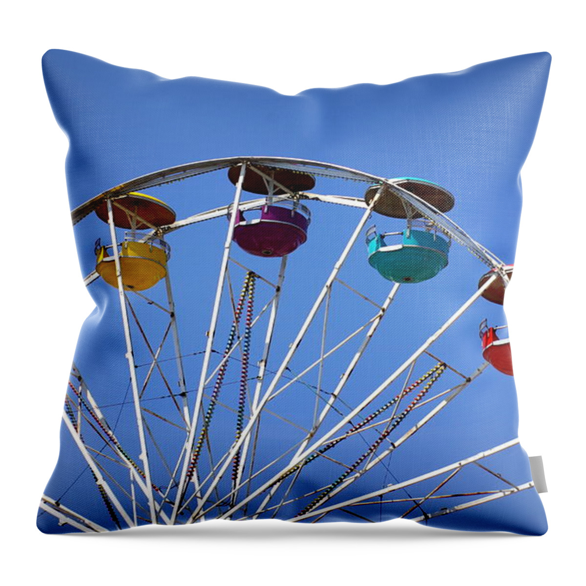 Ferris Wheel Throw Pillow featuring the photograph On A Clear Day by Linda Mishler
