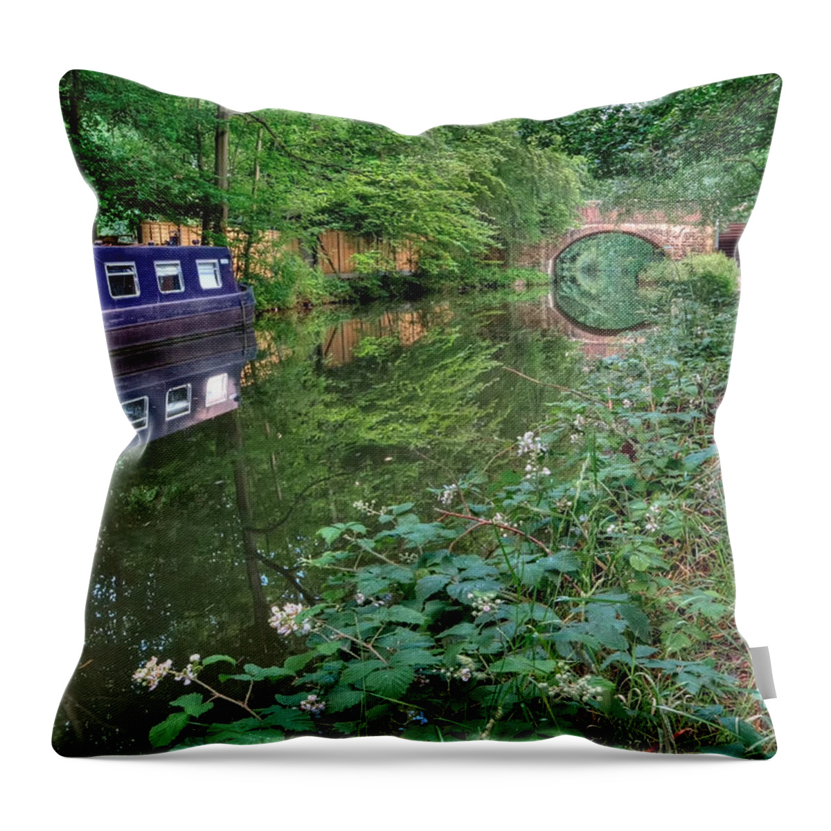 Landscape Throw Pillow featuring the photograph On the Canal by Shirley Mitchell