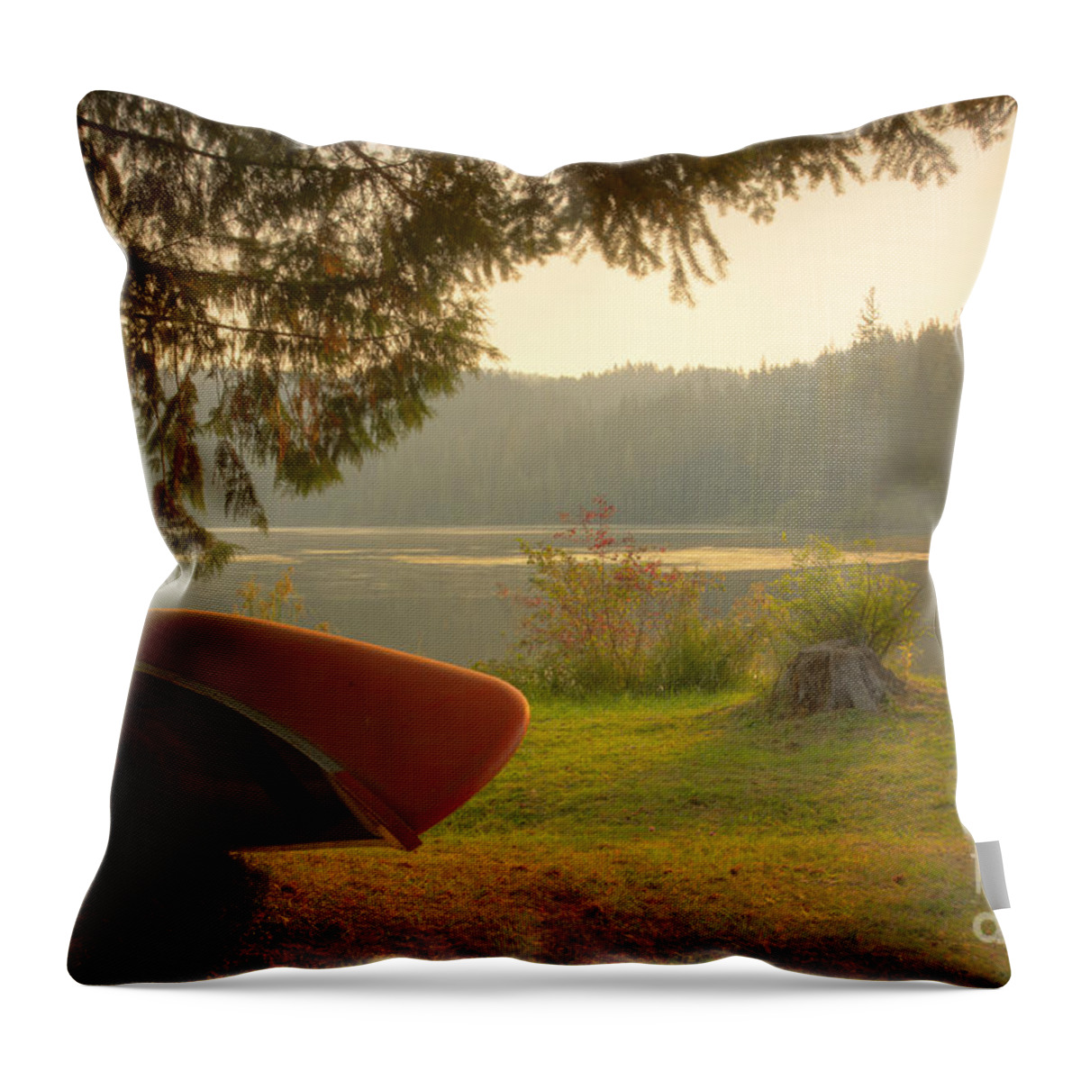 Elk Creek Reservoir Throw Pillow featuring the photograph On the Shore by Idaho Scenic Images Linda Lantzy