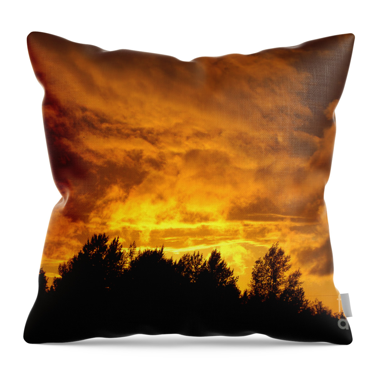 Storms Throw Pillow featuring the photograph Orange Stormy Skies by Randy Harris