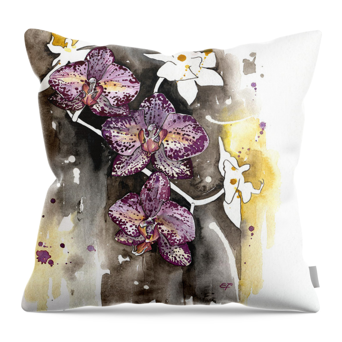 Orchid Throw Pillow featuring the painting ORCHID 13 Elena Yakubovich by Elena Daniel Yakubovich
