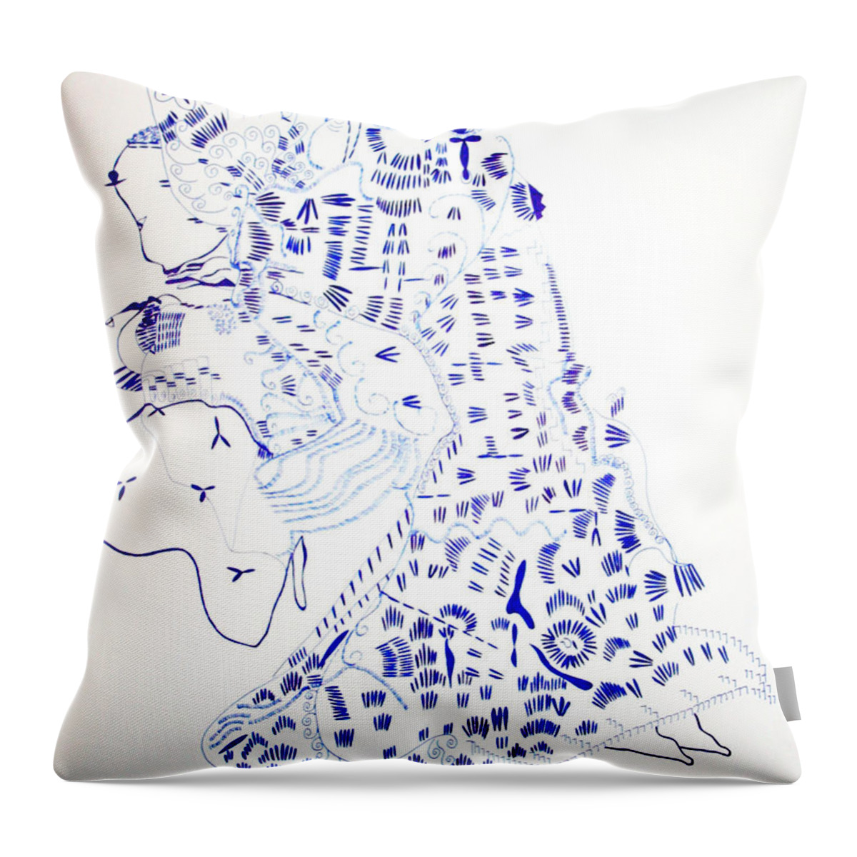 Jesus Throw Pillow featuring the drawing Our Lady of Africa by Gloria Ssali