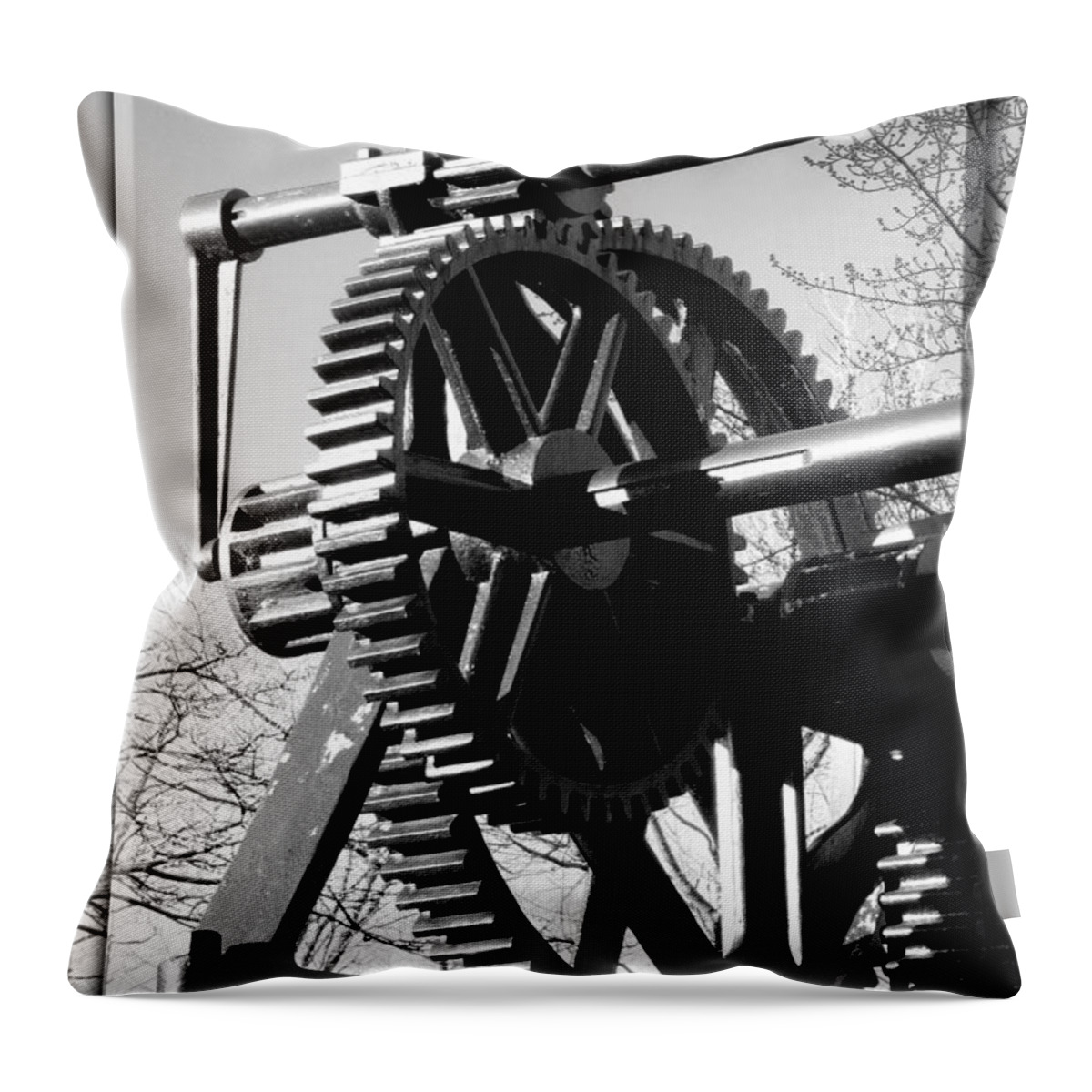 Gears Throw Pillow featuring the photograph Outer Workings by Greg Fortier