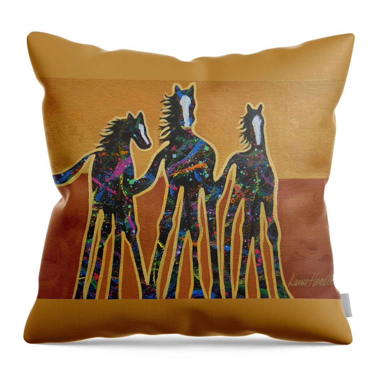 Horses Throw Pillow featuring the painting Paint My Ponies by Lance Headlee