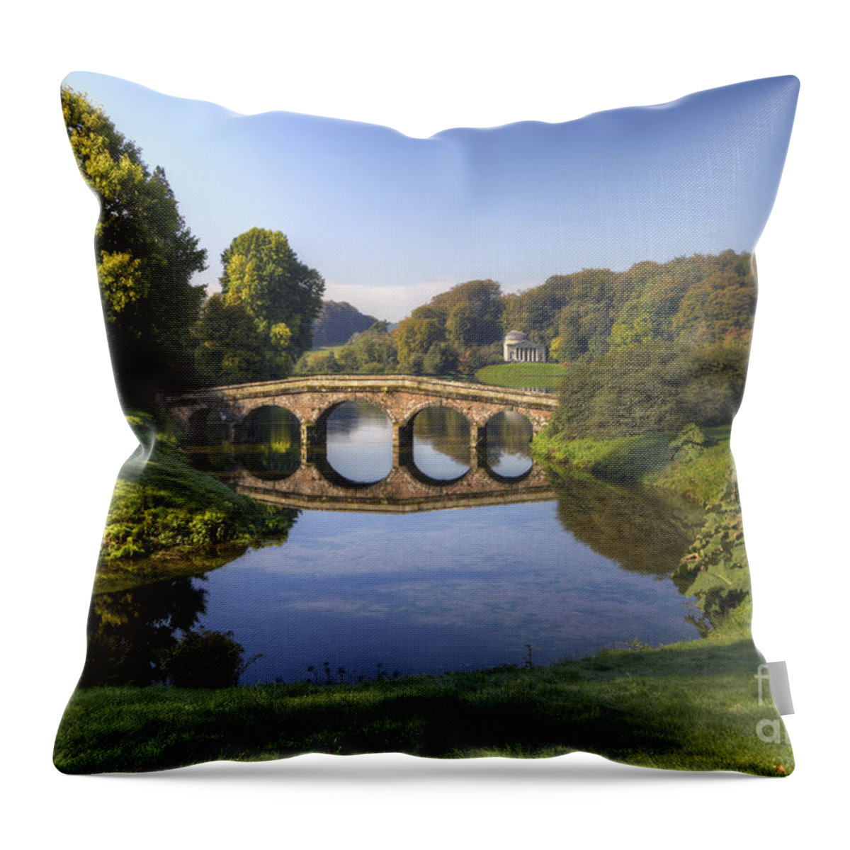 Clare Bambers Throw Pillow featuring the photograph Palladian Bridge at Stourhead. by Clare Bambers