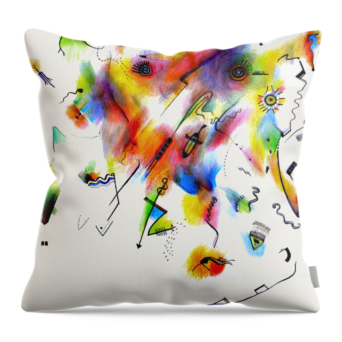 Pareidolia Throw Pillow featuring the drawing Pareidolia II by Andy Mercer