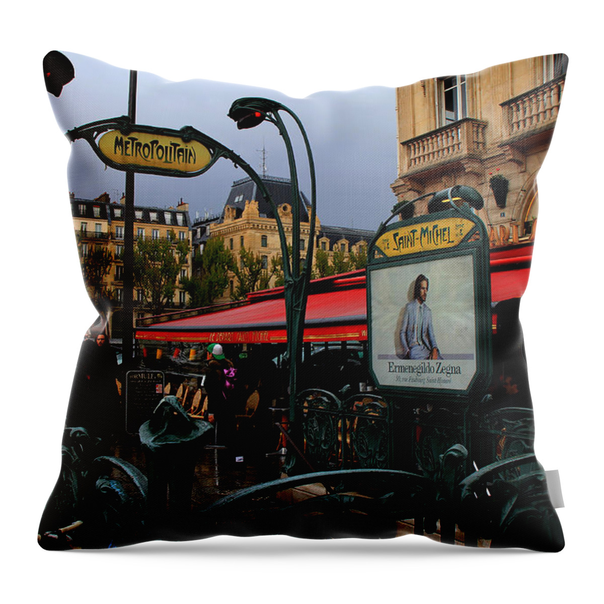 Paris Throw Pillow featuring the photograph Paris Metro 1 by Andrew Fare