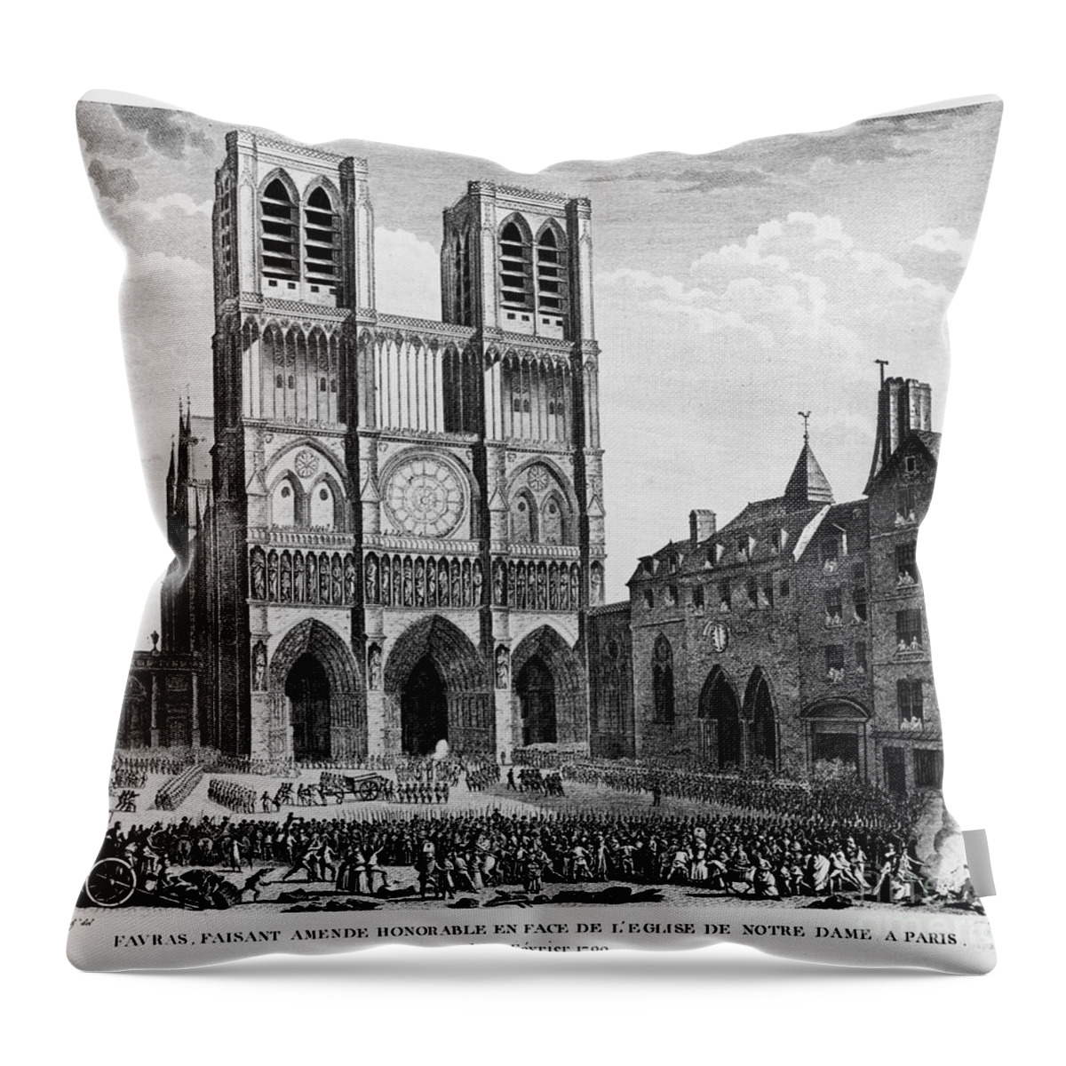 1790 Throw Pillow featuring the photograph Paris: Notre Dame, 1790 by Granger