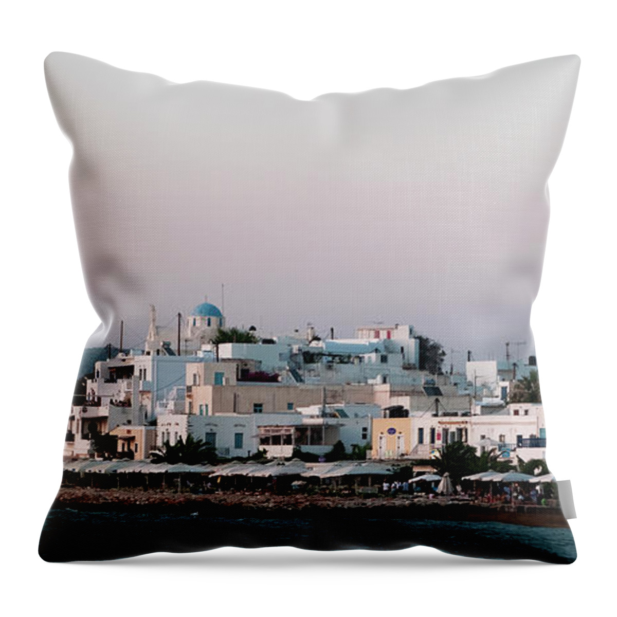 Paros Island Throw Pillow featuring the photograph Paros Panorama by Lorraine Devon Wilke