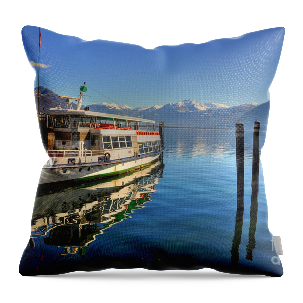 Ship Throw Pillow featuring the photograph Passenger ship reflected on the water by Mats Silvan