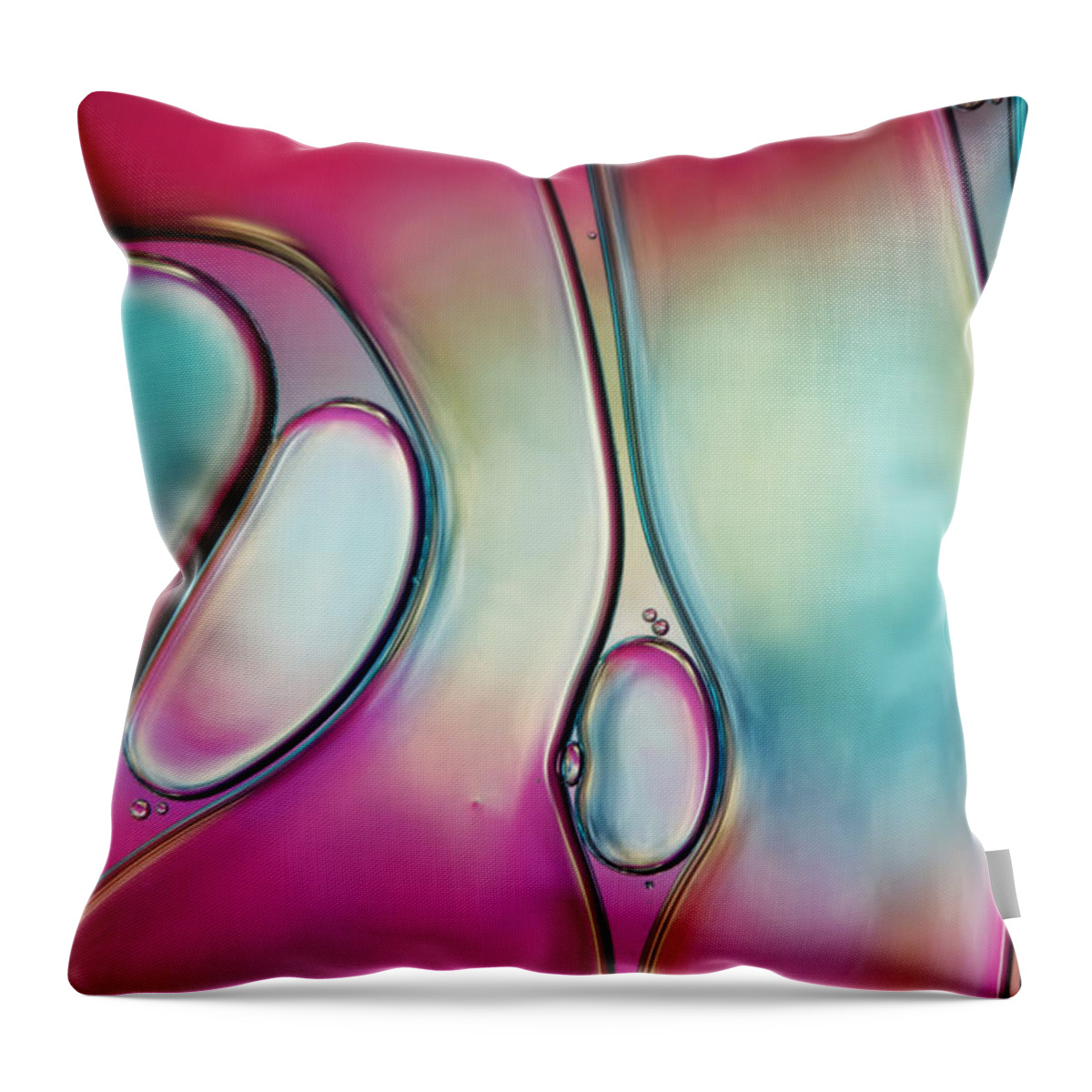 Oil Throw Pillow featuring the photograph Passion Pink Rainbow Swirls by Sharon Johnstone