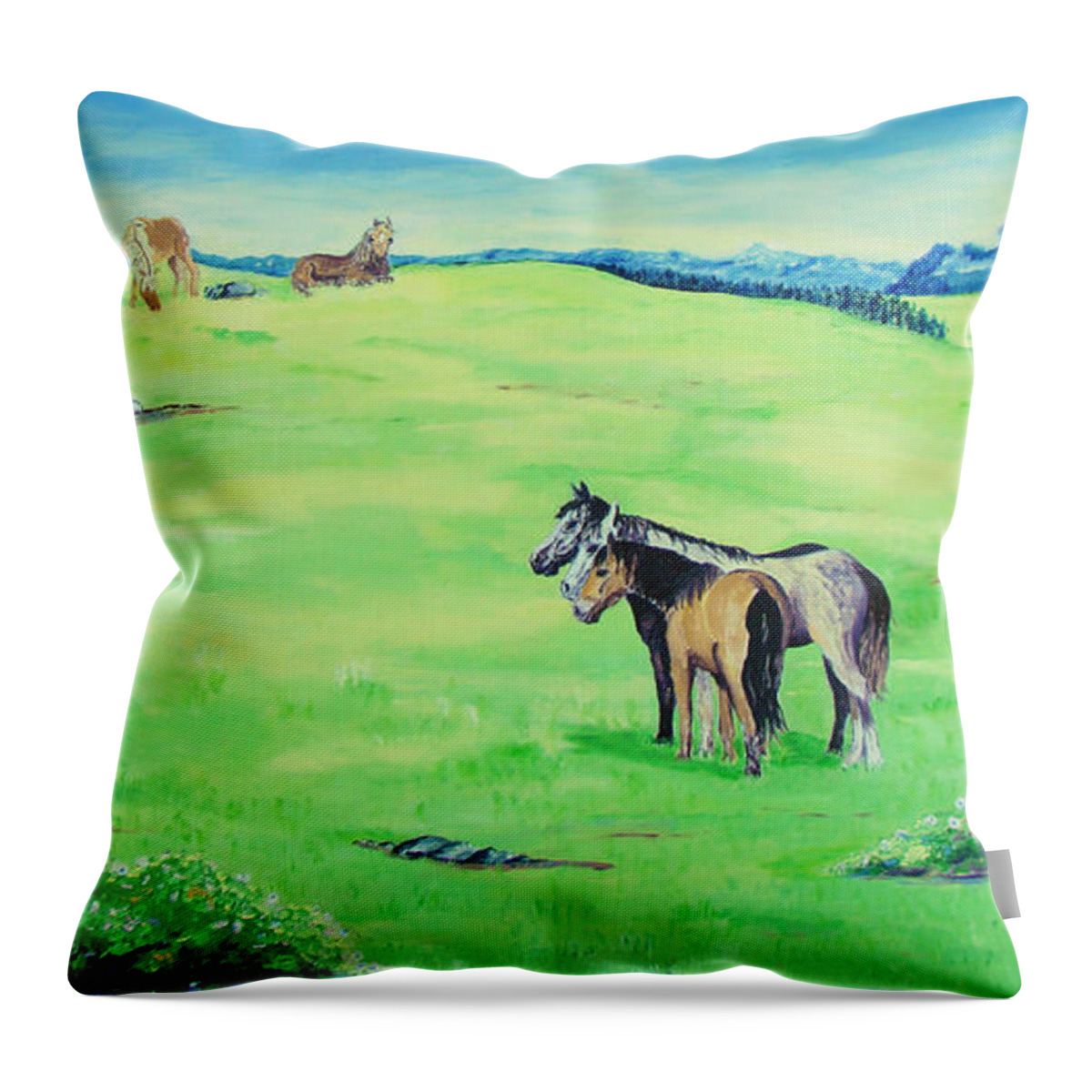 Peace In The Valley Throw Pillow featuring the painting Peace in the Valley by Lisa Rose Musselwhite