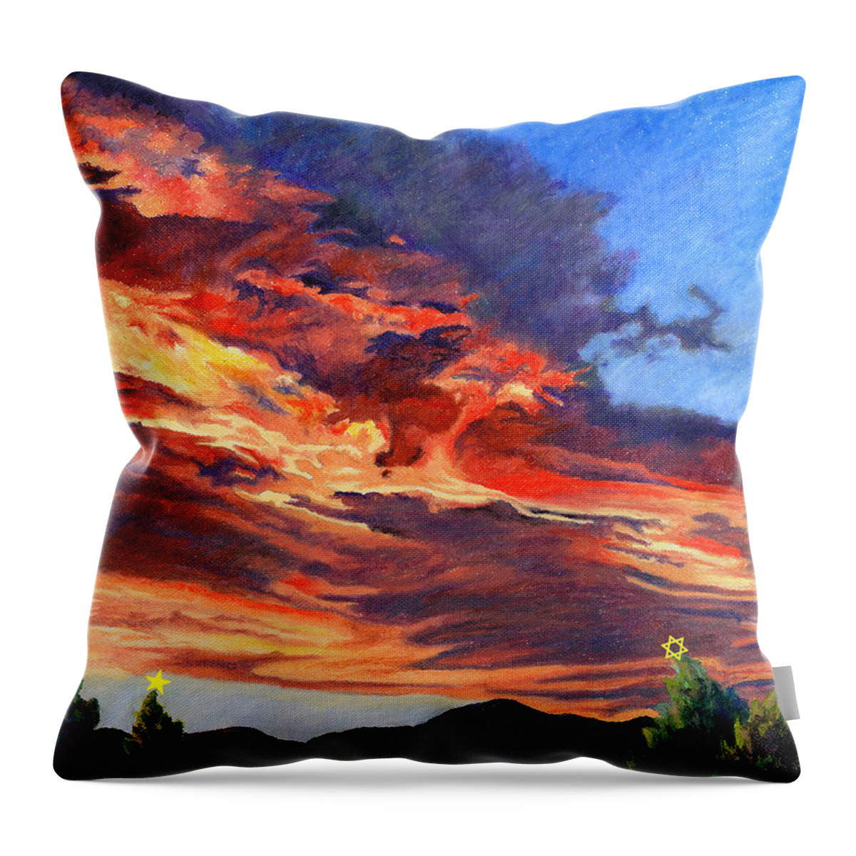 Sunset Pastel Throw Pillow featuring the pastel Peace on Earth by Anne Gifford