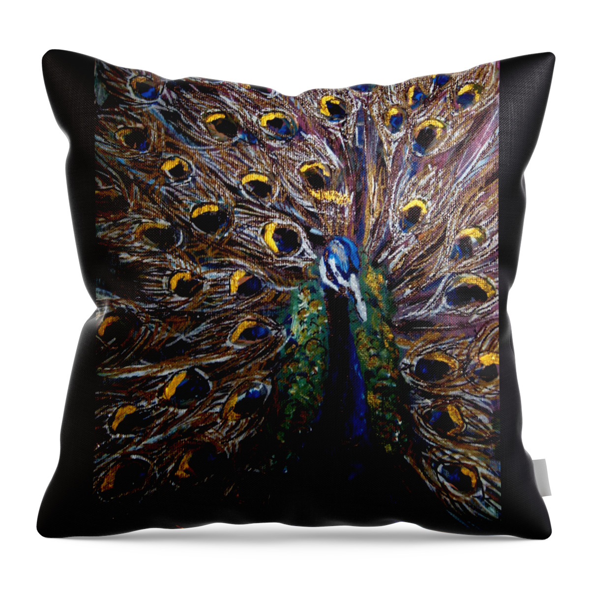 Peacock Throw Pillow featuring the painting Peacock 1 by Amanda Dinan