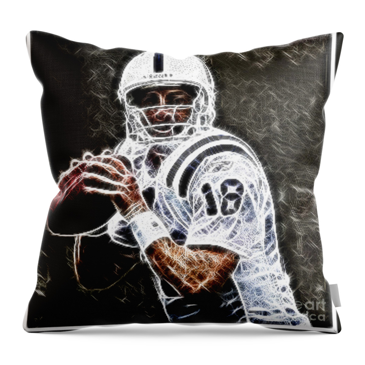 Peyton Manning Throw Pillow featuring the digital art Peyton Manning 18 by Paul Ward