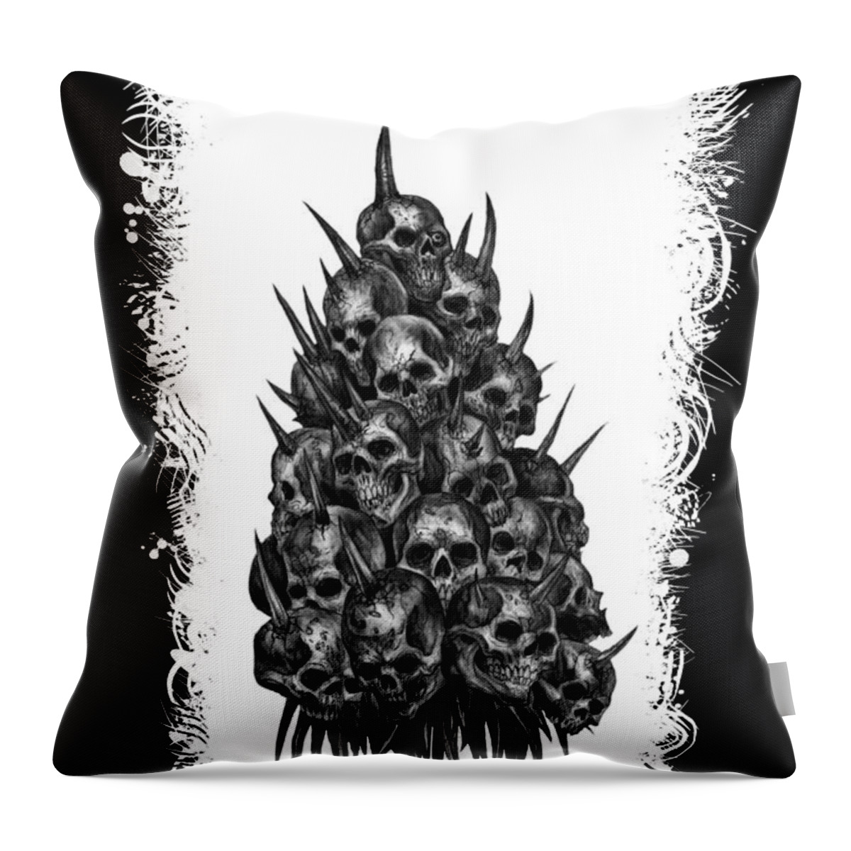 Sketch The Soul Throw Pillow featuring the mixed media Pile of Skulls by Tony Koehl